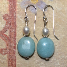 Freshwater Pearl & Amazonite Earrings by Meg - AllureBeads