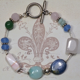 Kyanite, Peruvian Opal, Rose Quartz, Blue Chalcedony, Green Aventurine, Amazonite & 925 Sterling Silver by Meg - AllureBeads