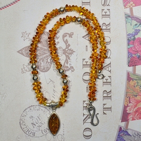 Amber Chips, 925 Sterling Silver Beads & Amber Pendant by Meg - AllureBeads