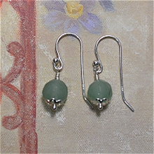 925 Sterling Silver Wrapped Green Aventurine Earrings by Meg - AllureBeads