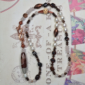 Rose Quartz, Pietersite, Crazy Horse, Freshwater Pearls, Wood, Carved Bone, Goldstone, Copper Beads by Meg - AllureBeads