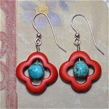 Turquoise & Red Howlite Earrings by Meg - AllureBeads