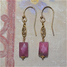 Gold Filled Wrapped Rhodonite Earrings by Meg - AllureBeads