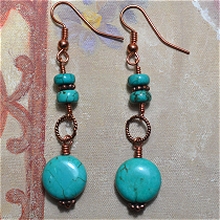 Copper Wrapped Turquoise Earrings by Meg - AllureBeads