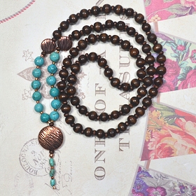 Wood, Copper Beads & Turquoise by Meg - AllureBeads