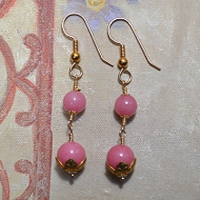 Gold Filled, Brass & Pink Quartz Earrings by Meg - AllureBeads