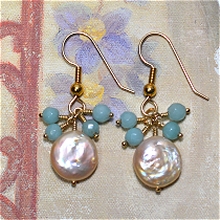 Gold Filled Wrapped Amazonite & Coin Pearl by Meg - AllureBeads