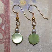 Gold Filled Wrapped Glass Pearl & MOP Earrings by Meg - AllureBeads