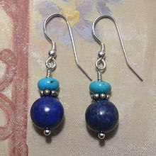 925 Sterling Silver, Turquoise & Lapis Lazuli Earrings by Meg - AllureBeads