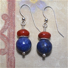 Fossil Coral & Lapis Lazuli Earrings by Meg - AllureBeads